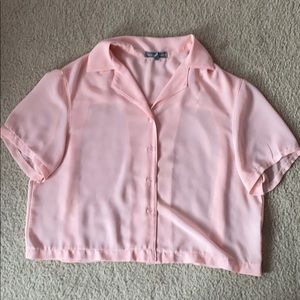 Pink button up crop top